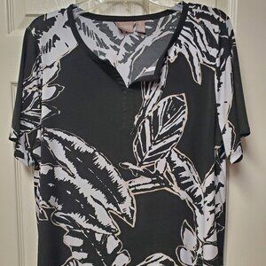 Clothes~ CHICO'S Short Sleeve Black & White top, blouse, shirt~ EUC~ Sz 2 (12) L